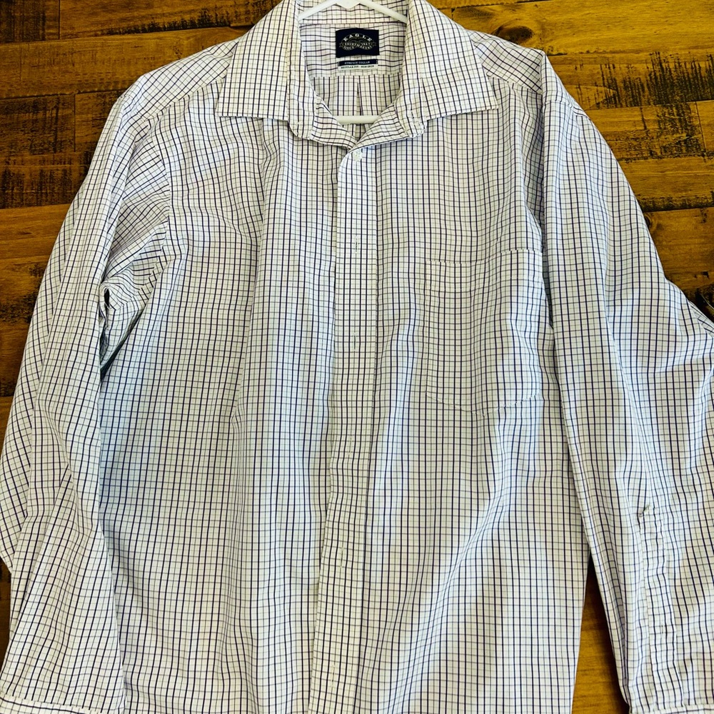 Men's White and Purple Eagle Checkered Shirt